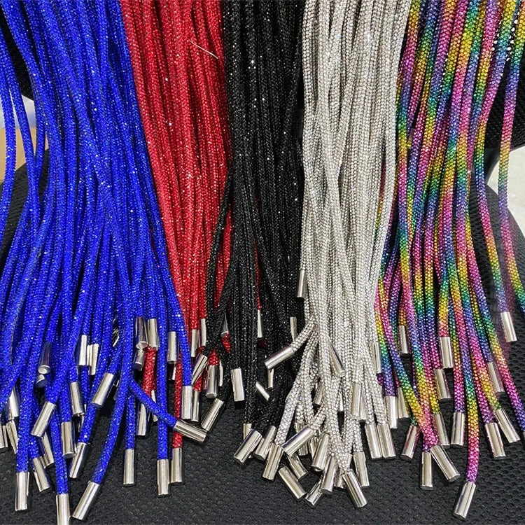 Wholesale Bling Hoodie Strings Rhinestone Tube Rope for Garment Craft Decorated Crystal Rhinestone Strip