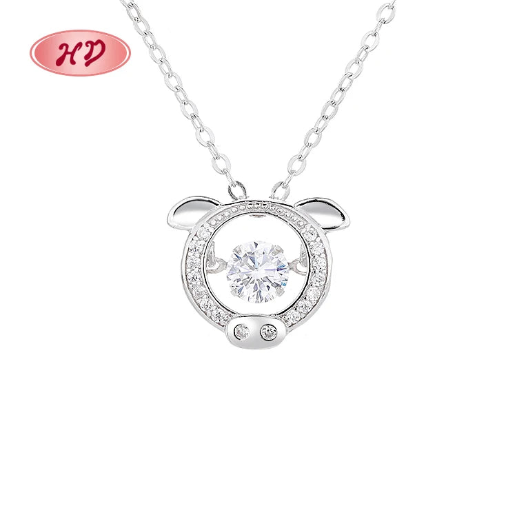 Sterling Silver Fashion Jewelry Pendent Necklaces Sparkling Zircon Zodiac Pendant Wholesale S925 Silver Astrology Necklace