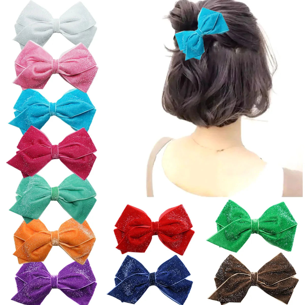 5inch/12.5cm Bow Flannel Cloth Bow Hairgrip Velvet Hair Clip for Girls
