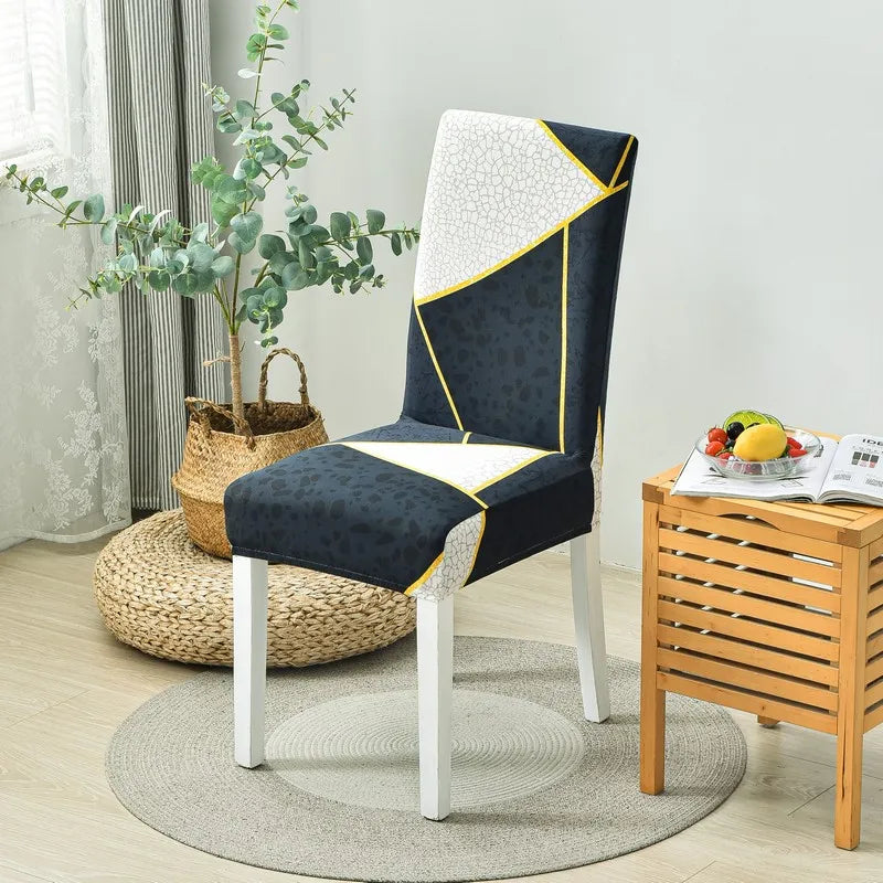Elastic Simple Multi-color Dining Room Seat Kitchen Hotel Chair Case Printed Twill Spandex Wedding Banquet Chair Cover