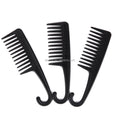 Leeons Private Label Black Plastic Hook Wide Tooth Detangling Smooth Massage Curly Hair Comb with Custom Logo for Home Use