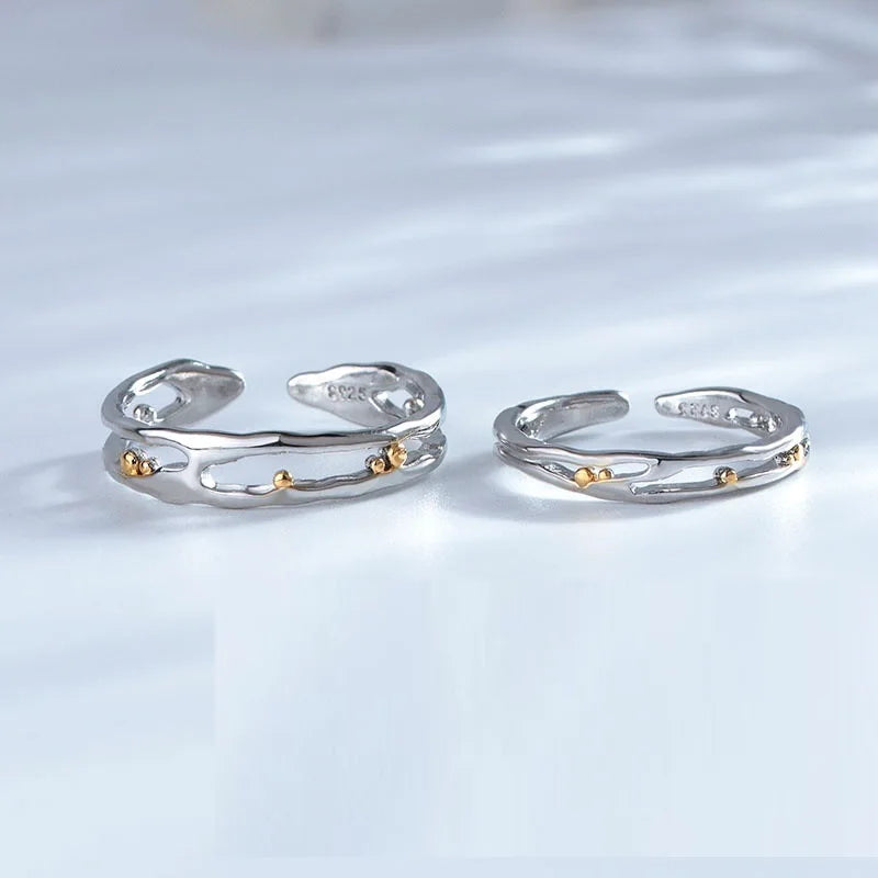 Romantic Simple Irregular Geometric Couple Ring for Wedding Jewelry Valentine's Day Gift Open Adjustable Ring