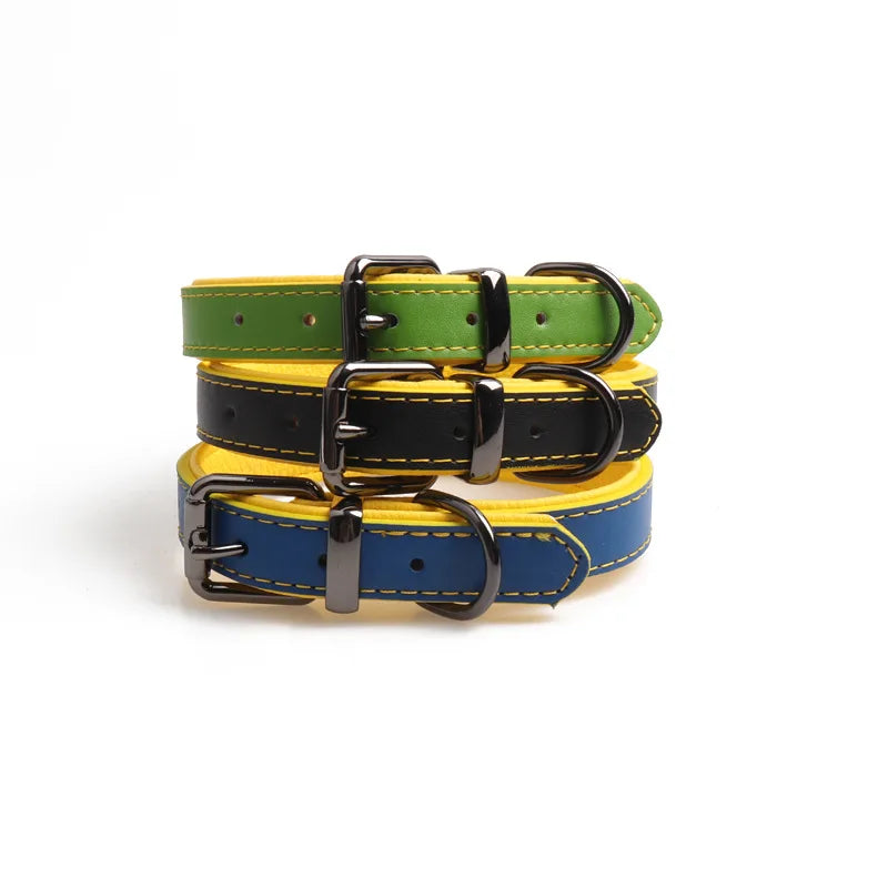 Wholesale Stocked Leather Solid Color Dog Collar