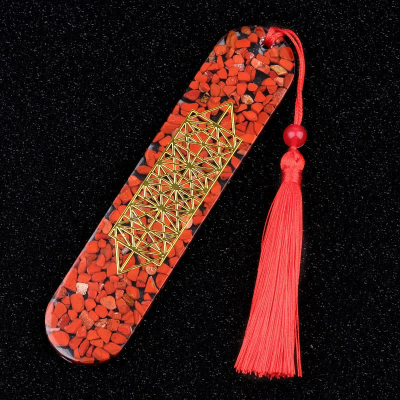 29x33mm Resin-Encased Natural Crystal Agate Bookmark Pendant Colorful Crushed Gemstone DIY Jewelry Making Gifts Engraving