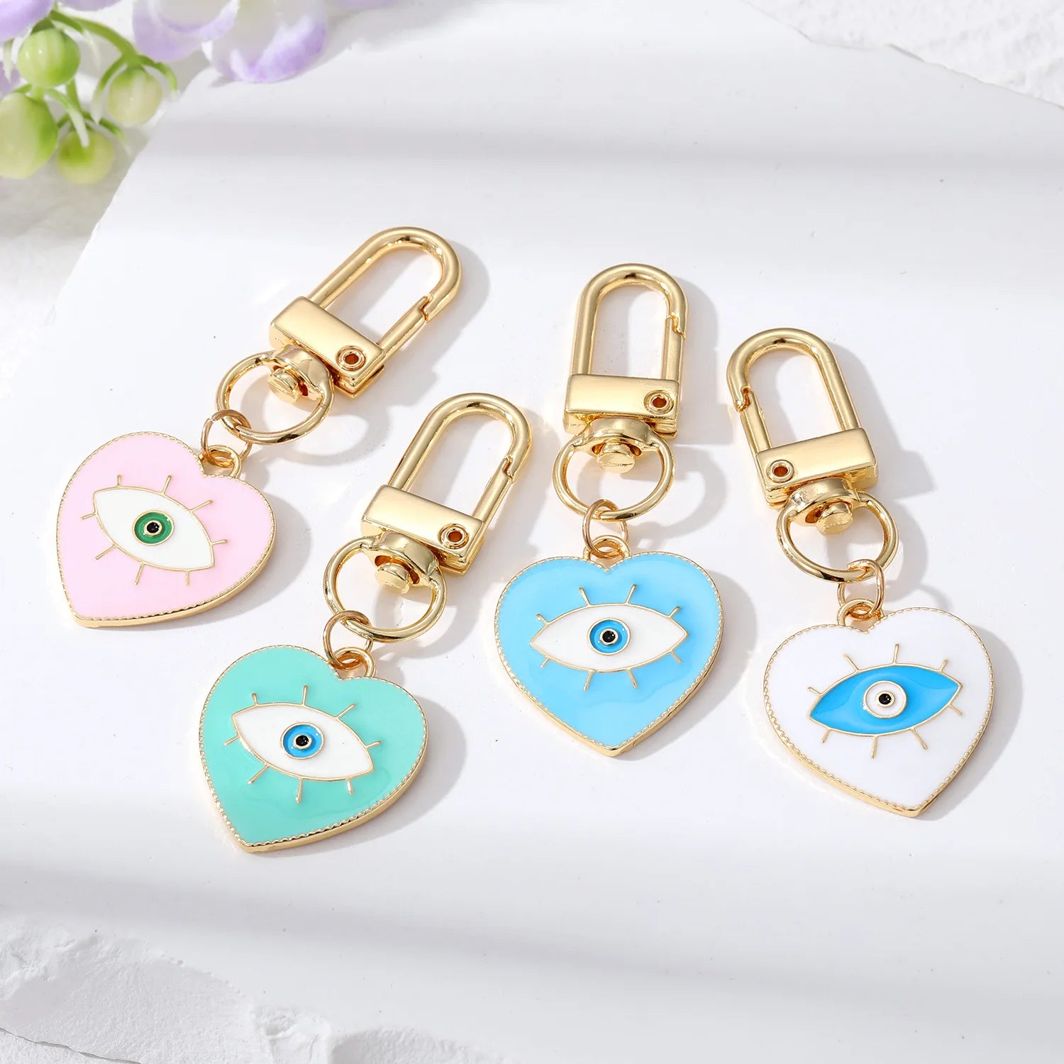 Creativity Heart Blue Evil Eyes Key Ring Fashion Lucky Turkish Keychain Car Key Chains Pendant Ring Accessories