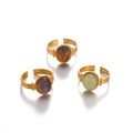BM Waterproof Jewelry Wholesale 18K Gold Stainless Steel Rings Vintage Natural Stone Ring