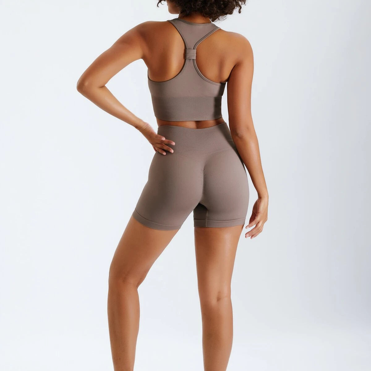 Tik Tok Hot Sexy 1pcs Gym Yoga Set Deep V Neck Bra XL Soft Sport Scrunch Butt Lift Seamless Shorts Push Booty Workout Leggings