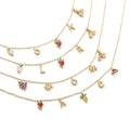 18k Gold Plated Zircon Paved Fruit Letter Custom Name Women's Fine Necklace Arabic Alphabet Choker Necklace