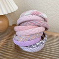 Korean Hair Accessories Spring Winter Girls Plaid Fabric Cute High Crest Sponge Headband Leather Twist Pearl Hair Bands Women