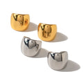 J&D Minimalist Earings Jewelry Women Stainless Steel Gold Plated Oval Wide Edge Ear Cuff Earrings