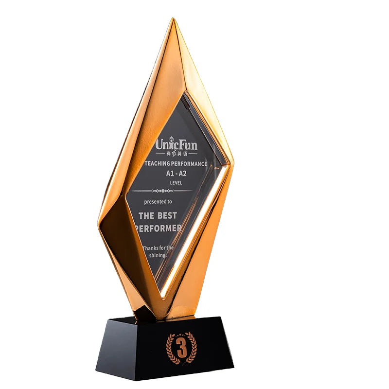 Factory Wholesale Custom New Resin Diamond Black Crystal Trophy