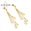 Ason Jewelry Exquisite Stainless Steel 18k Gold-plated Steel Ball Tassel Earrings Hollow Star Chains Drop Earrings