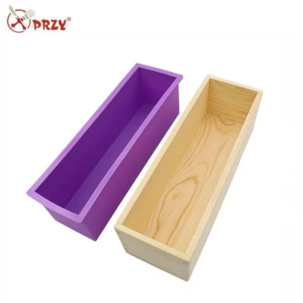 Rectangle Silicone Loaf Soap Mold With Wooden Box Handmade Making Mould