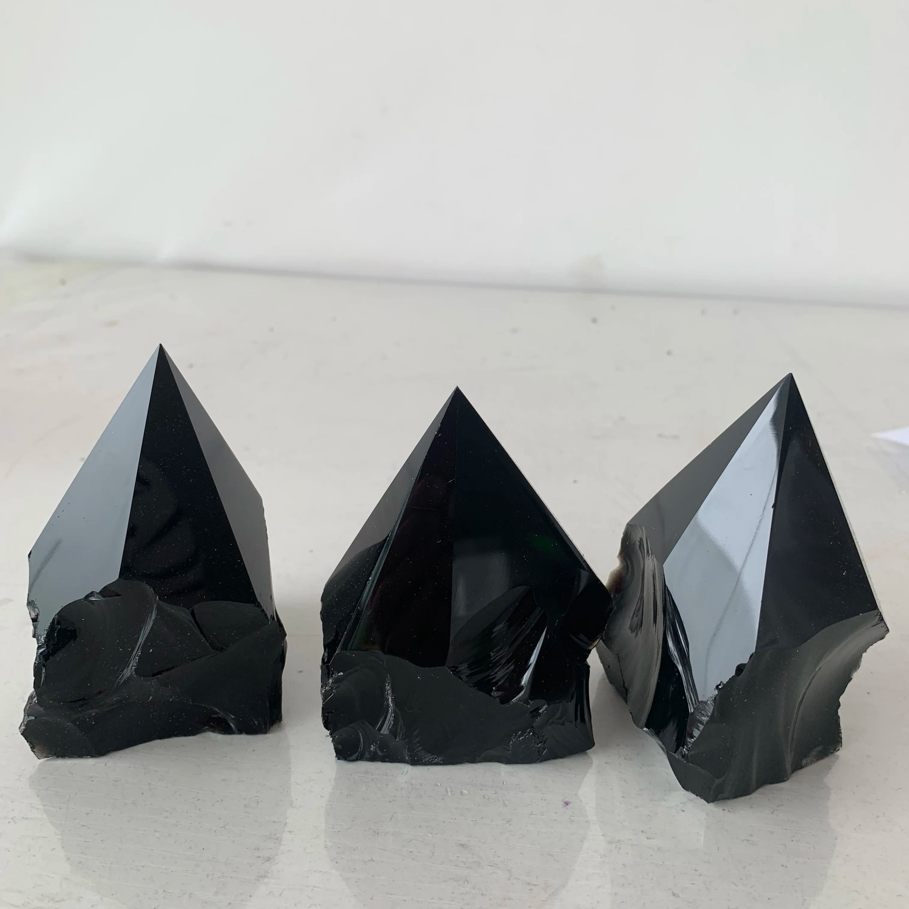 Factory Wholesale Natural Black Obsidian Crystal Raw Points Tower Carving for Healing  Gift