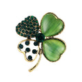 Weiman New Arrival Delicate Green Rhinestones 4 Leaf Clover Brooch Pins for Gifts Weddings Engagements Mainly Alloy Plating