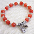 Fashion Red Agate Bracelet Agate Miao Silver Chain 8mm Stone Bangle Ethnic  Jewellery for Women and Girl