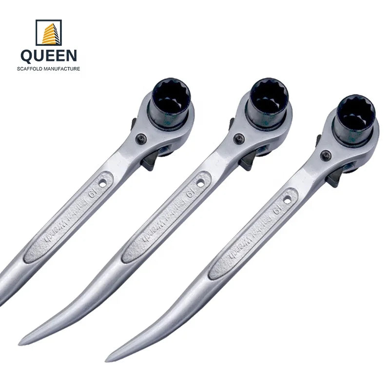 19/21mm Double Socket 24th Teeth Crv Socket Ratchet Wrench 45# Carbon Steel Handle Pearl Nickle Plated