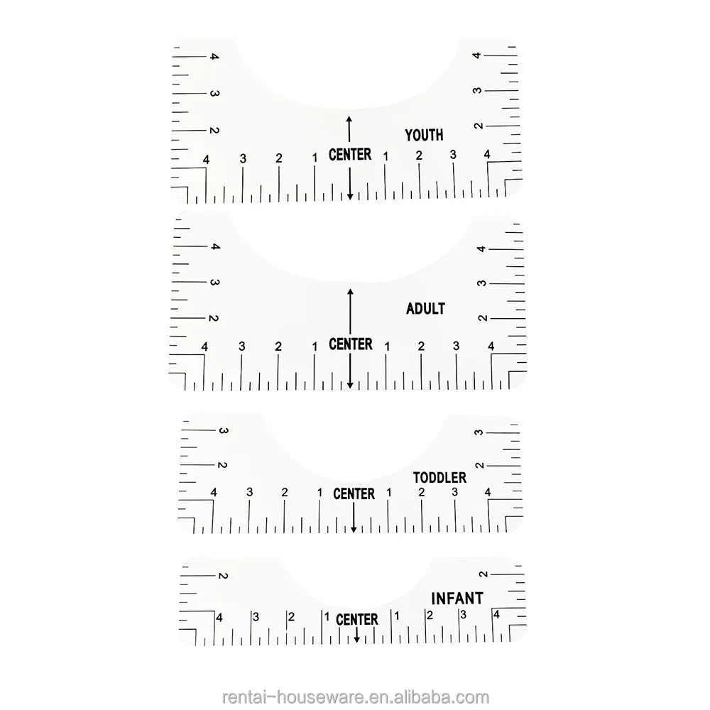 Spot Hot-selling PP Plastic T-shirt Alignment Ruler Tool Acrylic Transparent T-shirt Ruler Sets Guides