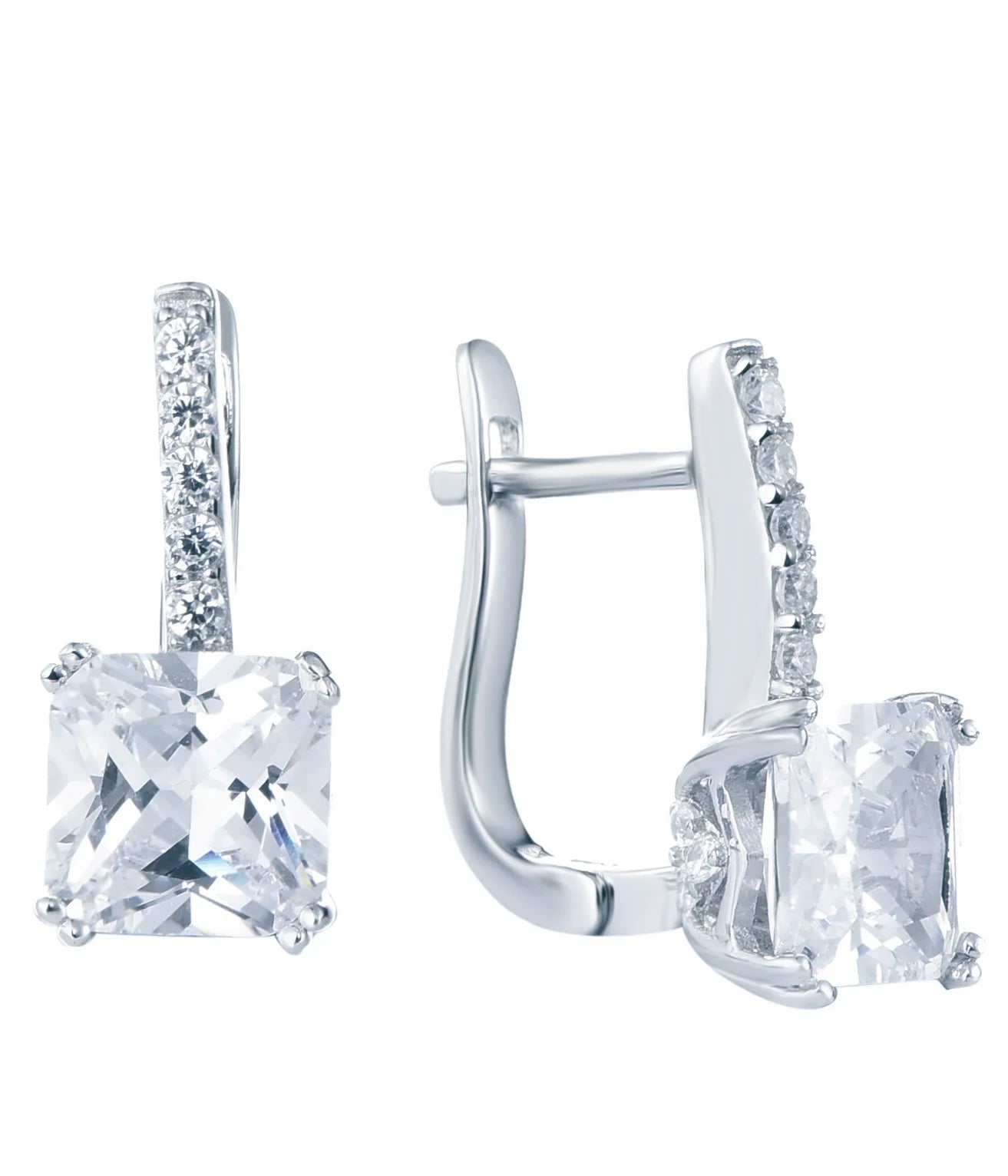 Yh Jewellery Trendy Silver Earrings 925 Sterling Big Cubic Zircon Stones Ear Decoration Hoop Silver Luxury Wedding Earrings