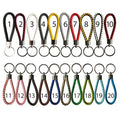 Woven Leather Keychain with Metal Key Ring Car Key Gift Pendant Accessory