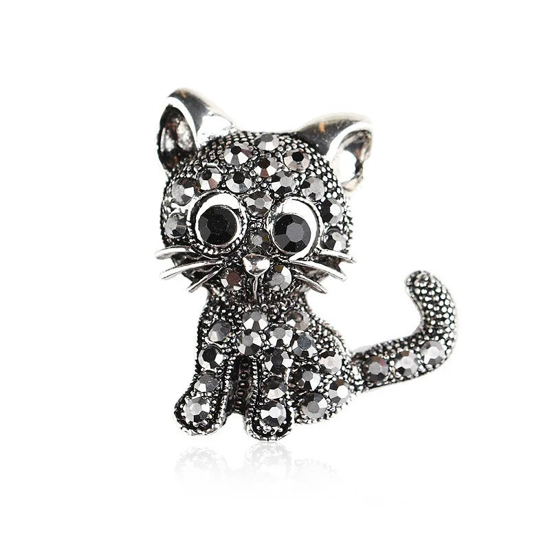 European and American Fashion Cute Kitten Brooch Exquisite Rhinestone Inlaid Pin Jewelry