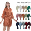 Best Selling High Quality Woman and Children Same Color Lace Trim Bride Bridesmaid Women Silk Satin Robes Plus Size