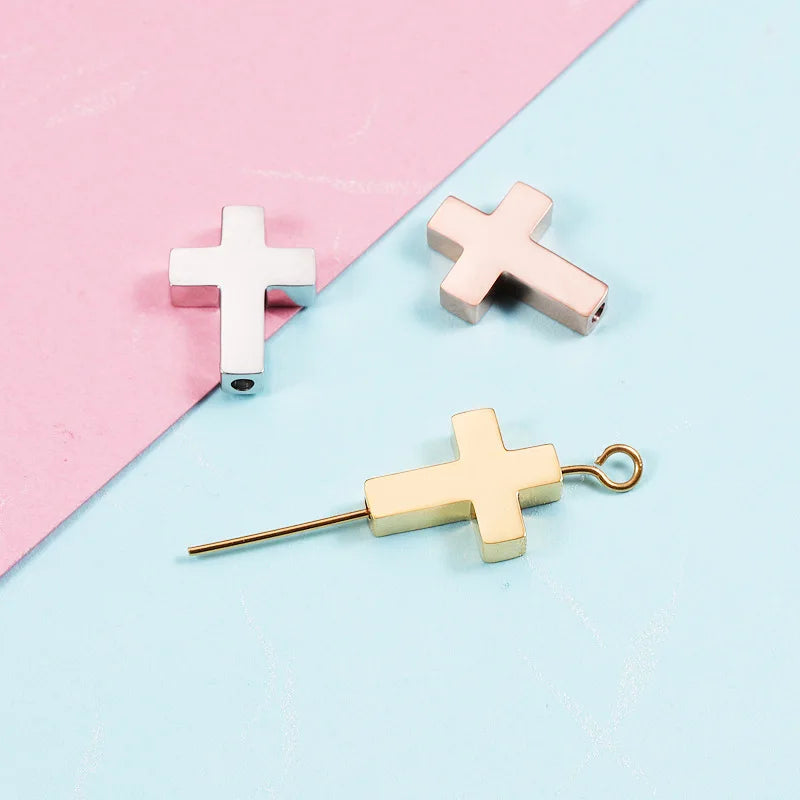 Wholesale Beaded Cross Pendant for Jewelry Making 10*13MM Gold Rose Tiny Cross Charms Accessories DIY Necklace and Bracelet