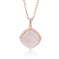 YBO Wholesale Fine Jewelry for Women Natural Pink Quartz Gemstone Pendant 925 Silver Necklace Trendy Geometric for Weddings