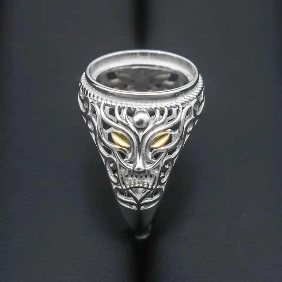 Sterling Silver 12*15/12*16/13*18mm Semi Mount Men's Ring Frame Empty Bezel Setting S925 Base Without Center Stone for DIY Inlay