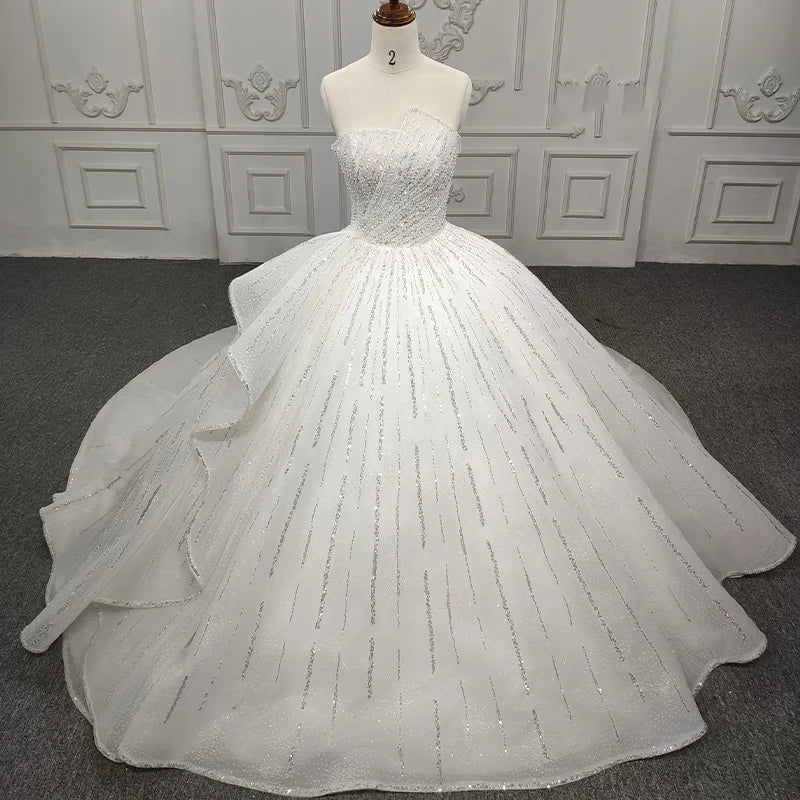 Jancember 9868 Luxury Heavy Beaded Sleeveless Ball Gown Wedding Dresses for Women