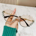 Ins 2024 New Diamond Luxury Eyewear Fashion Shades Sunglasses Women High Quality Frameless Lentes De Sol Metal Legs Uv400