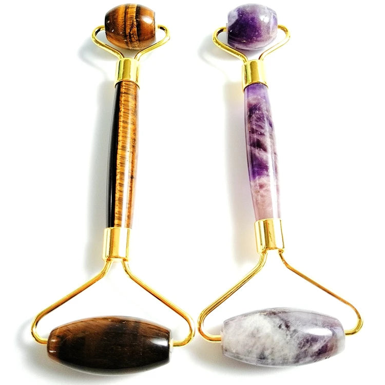Diy 100% natural stone amethyst crystal jade facial roller natural crafts