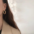 Wholesale High End Stainless Steel Non Tarnish Waterproof Fine Jewelry Statement U Shaped Chunky 14K Gold Plated Hoop Earrings