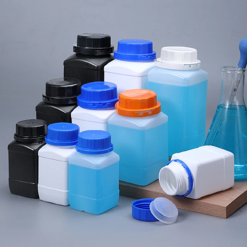 Hot Sale Wide Neck Square Plastic Bottle Chemical Liquid Powder Medical Reagents Storage Container