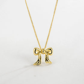 Stainless Steel Chain Bow Butterfly Necklace for Women Waterproof Fashion Fine Jewlery for Valentines Gift