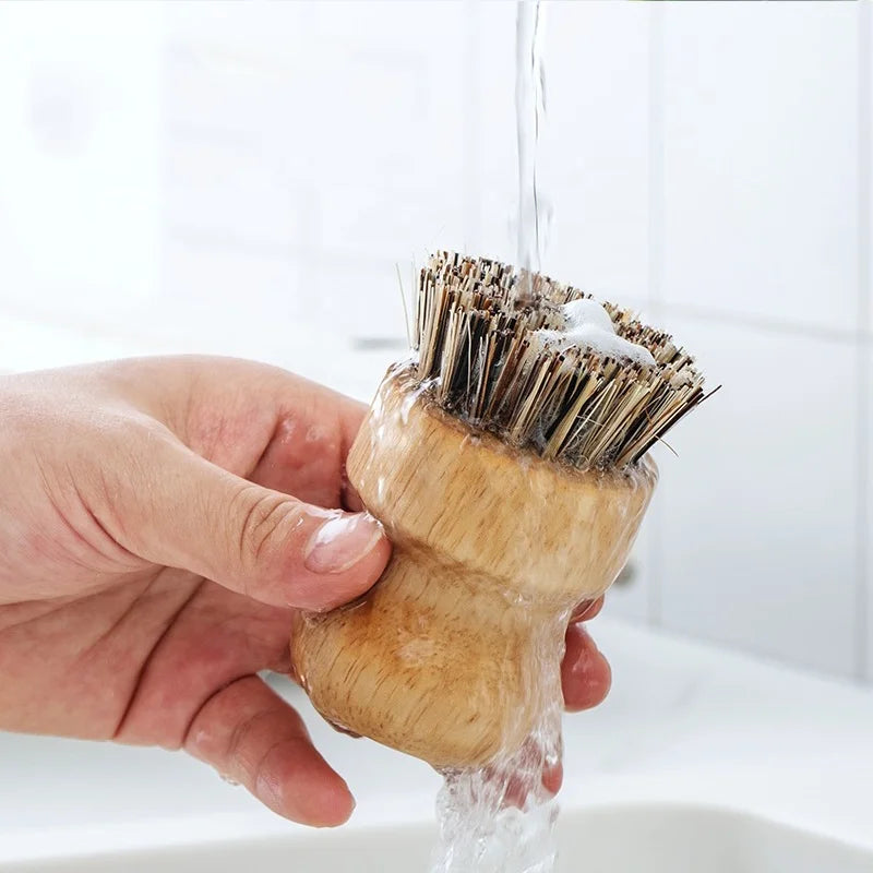 Factory Price Solid Eco-Friendly Natural Wooden Vegan Kitchen Brush Set with Sisal Bristles for Dish and Pot Cleaning