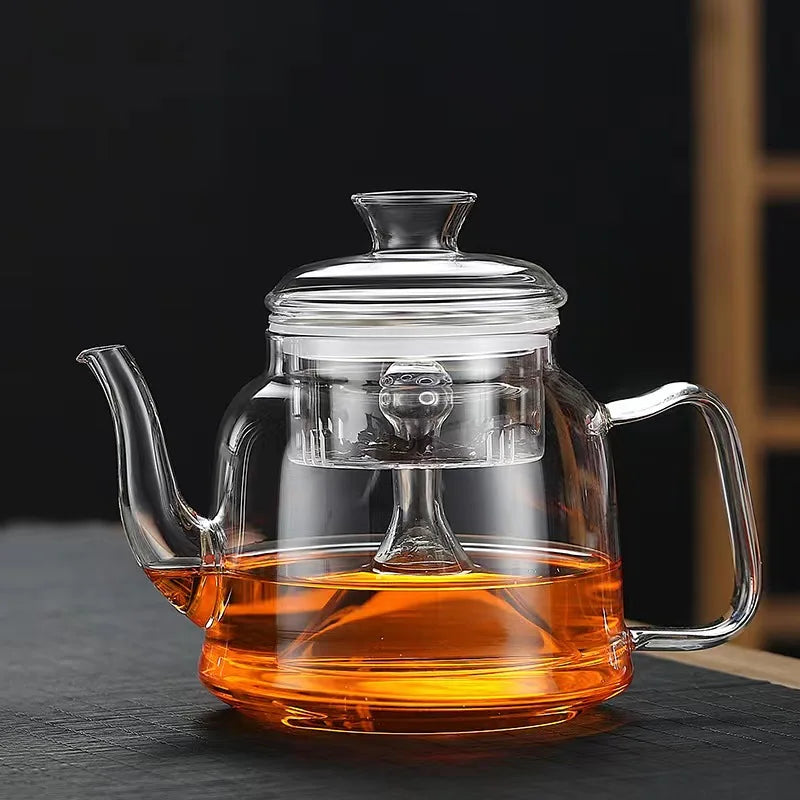 High Borosilicate Glass Teapot with Infuser Heatable Glass Teapot with Glass and Warmer