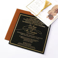 Premium Black Acrylic Velvet Pocket Envelope Luxury Wedding Invitation Cards Custom Pattern