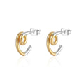 Wholesale Custom Personality Fashion Jewelry Stainless Steel Stud Earrings Gold Silver Double Color Twisted Heart Earrings Women