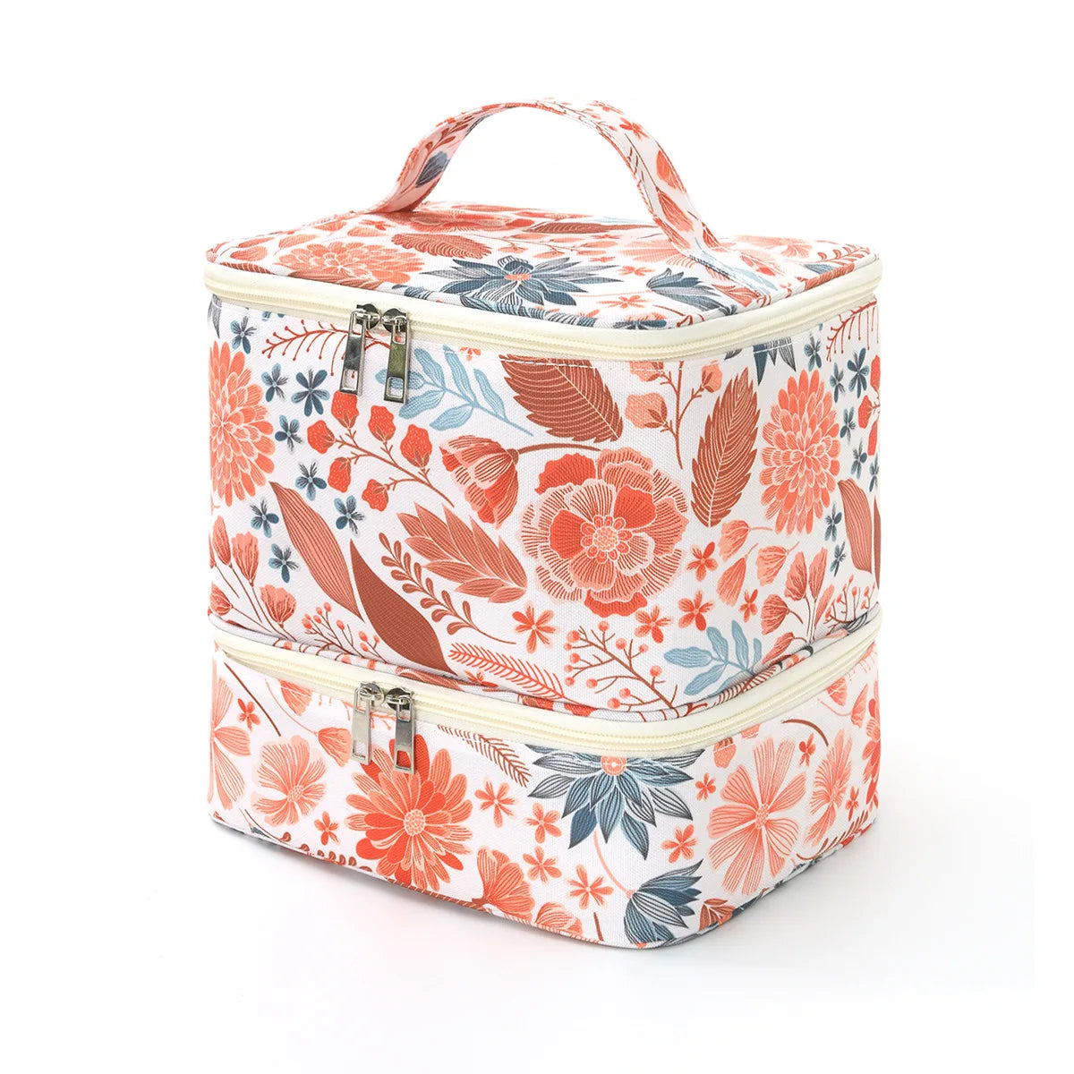 Oxford Large Capacity Floral Print Casual Toiletry Makeup Bag High-Value Double-Layer Portable New Nail Polish Storage Bag