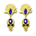 Vintage Gold Color Skull Drop Dangle Earrings Pirate Design Statement Crystal Alloy Punk Earrings Fashion Accessories