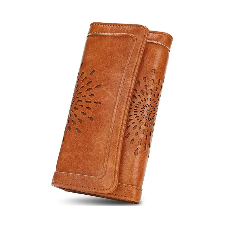 Women Wallet RFID Blocking Leather Clutch Long Wallet for Women Card Holder Phone  Ladies Travel Purse