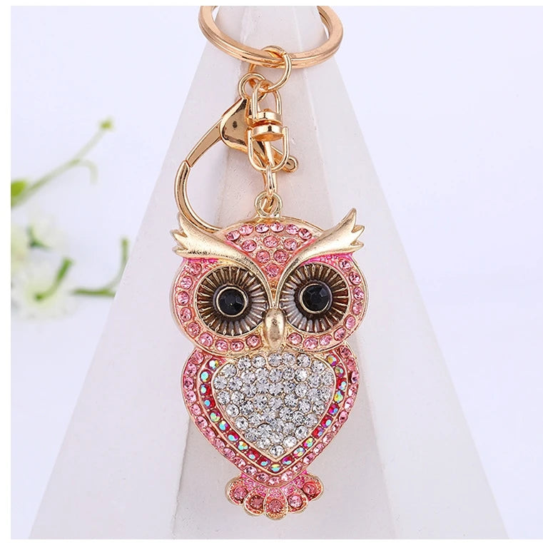 Factory Price Owl Diamond Keychain OEM Order Factory Zinc Alloy Customize Metal Key Ring Car Bag Phone Accessories Key Chain