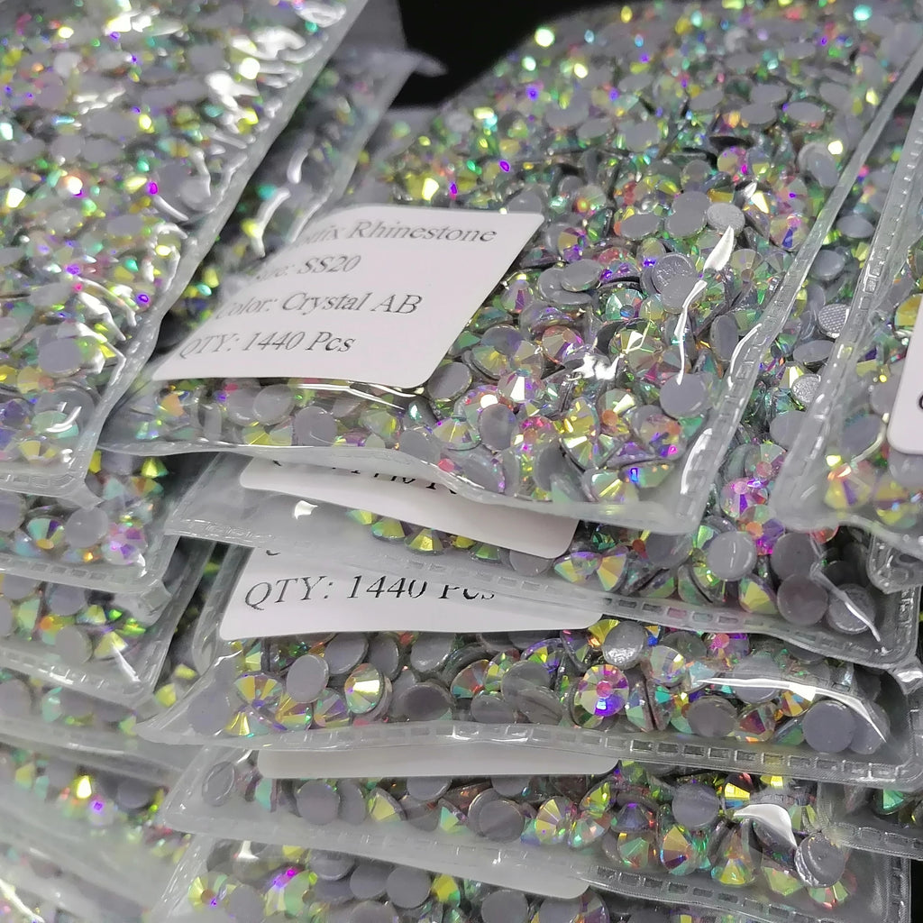 SS6 Wholesale Charms Crystal AB Hot Fix Flatback Rhinestones Bulk for Clothes  DIY Loose Glass Glue Back Hotfix Rhinestones