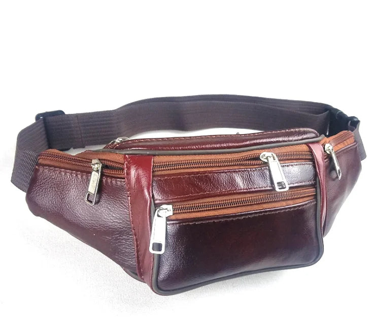 Wholesale Leather Leisure Sports Waist Bag Outdoor Running Multifunctional Messenger Bag Unisex Cross-border Business Waist Bag