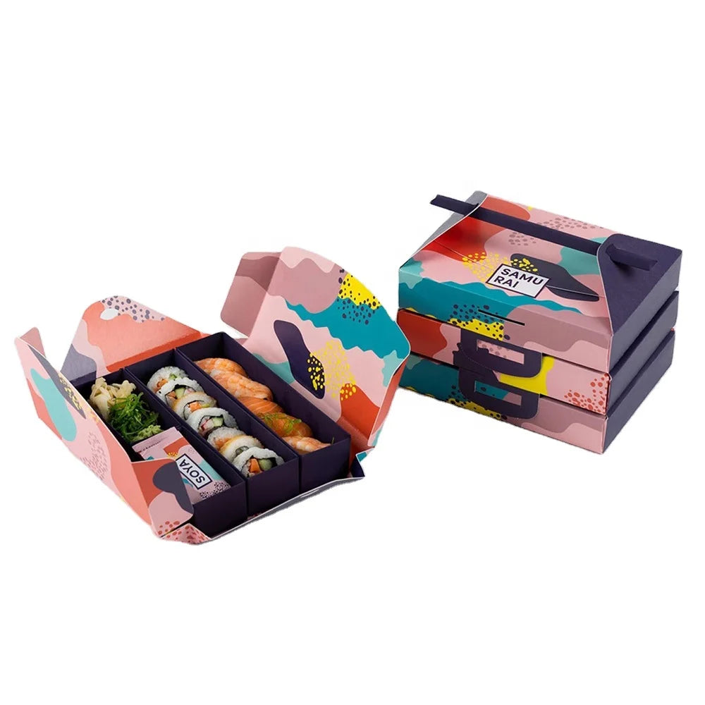 Wholesale Custom Logo Biodegradable Food Paper Box Matt Lamination Embossing Chewing Gum Safe Sushi Bento Takeaway Jelly