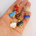 JS1885 Fashion European Style 18k Gold Plated Enamel Multi Colored Puffy Red Dripping Drippy Blood Heart Dangle Charms Beads