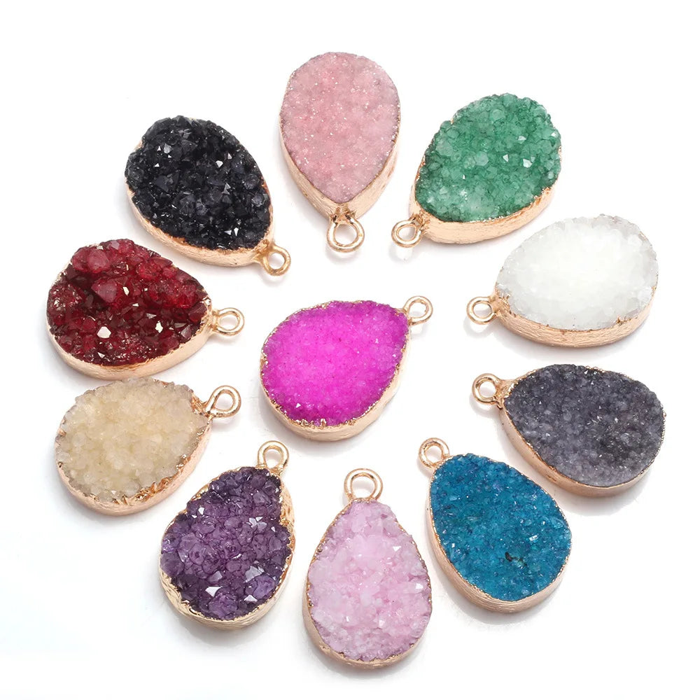 Water Drop Crystal Agate Exquisite Charms DIY Jewelry Accessories Natural Stone Pendant for Earrings Necklace