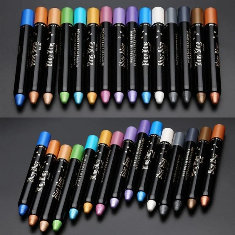15 Colors Bling Bling Eye Shadow Pen Gold Silver High Pearlescent Pen Eye Shadow Stick Color Shiny Eyes Makeup Products