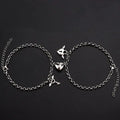 Go Party Valentine's Day Gift 2Pcs/set Simple Fashion Stainless Steel Adjustable Heart Lock and Key Magnetic Couple Bracelets